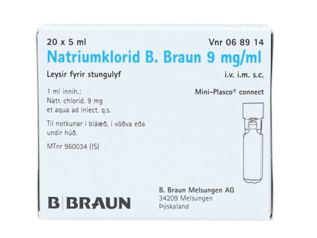 B. Braun Natriumklorid 9 mg/ml inj, 20 x 5 ml
