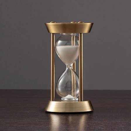 Vit metall mässing timglas sandklocka timers10 minut, glas San
