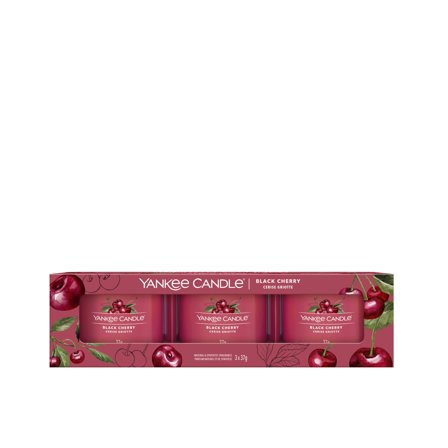 Yankee Candle Filled Votive Candles Black Cherry 3 x 75g - Candela Profumata