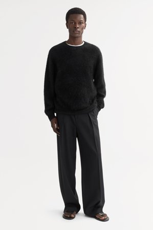 Soft Goat - Men's Brushed Crewneck - Men cashmere sweater - M - Black