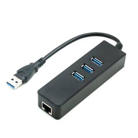 USB 3.0 hub 3 port adapter med LAN / RJ45 Gigabit Ethernet b
