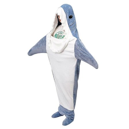 Haj-tæppe til voksne - Bærbart haj-tæppe Superblød hyggelig flannel-hættetrøje