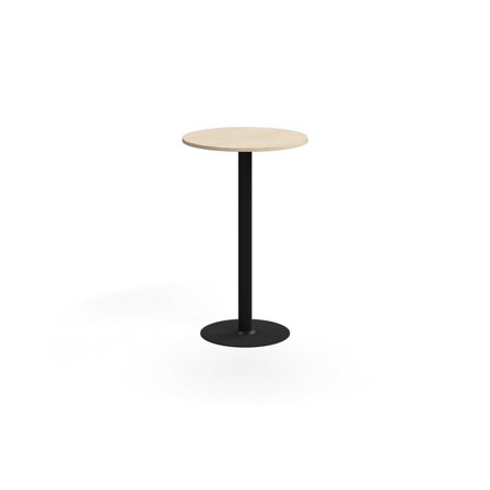 Barbord ALVA, Ø700x1100 mm, gulvfast, højtrykslaminat, sort/birk