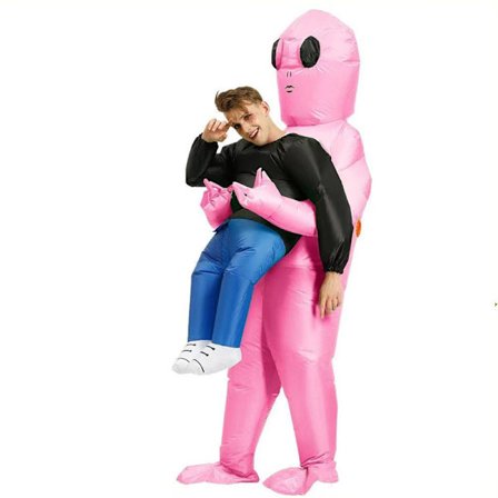 Puhallettava Alien-asu aikuisille ja lapsille, Alien-asu Halloween-asu, loma-asu, yhteensopiva vaaleanpunainen