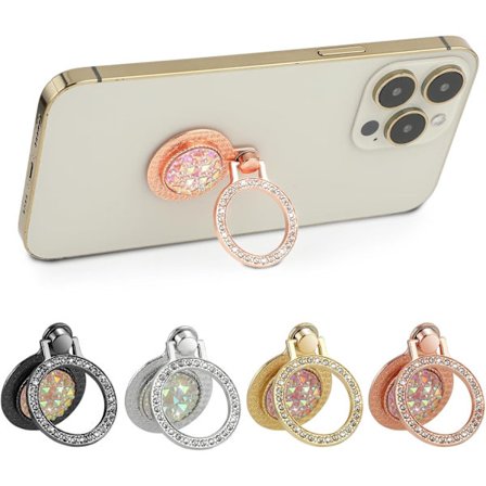 4-pack Mobiltelefon Ringhållare Stativ Rund Metall Strass Fingergrepp Loop 360 Graders Rotation Generisk Telefon Kickstand