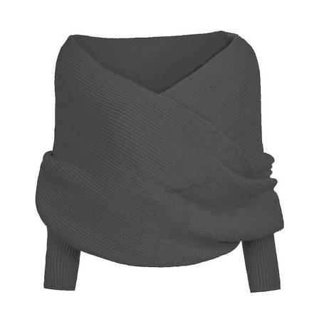 Kvinder strikket sweater toppe tørklæde med ærmer wrap vinter varmt sjal tørklæder DARK GREY