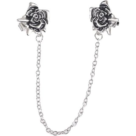 FARGERIK BLING Rose Genser/Krageklips med Kjede-Vintage Look Kjole/Bluse