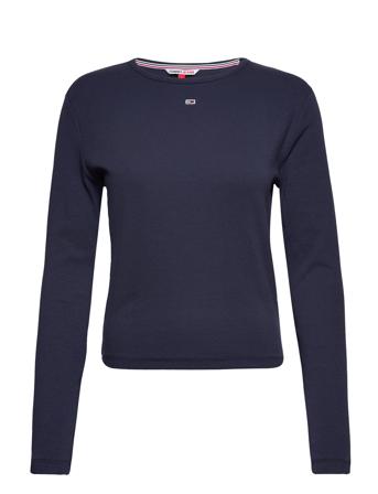 Tjw Bby Essential Rib Ls T-shirts & Tops Long-sleeved Marineblå Tommy Jeans*Betinget Tilbud