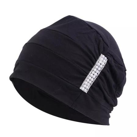 Mössa Turban bandana pärlor hijab huvudsjal muslim Svart one size