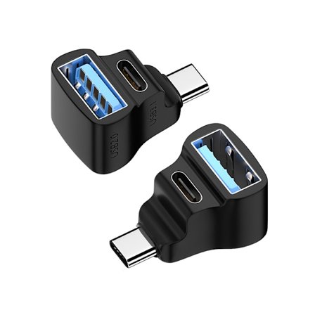 Type-C adapter en till två multifunktionell type-C hane till USB hona + type-C hona stöder samtidig användning