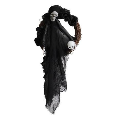 Galaxy Halloween svart hvit spøkelse Krans hjemsøkt hus rekvisita Dekorasjoner Svart