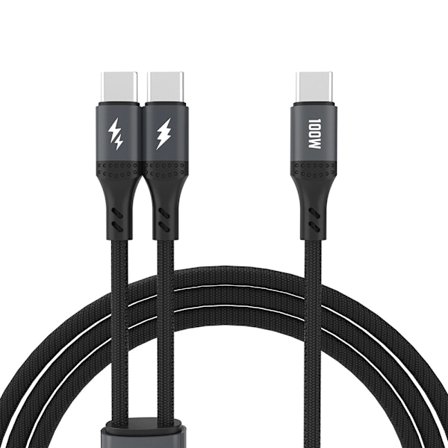 Dudao 2i1 USB-C-Kabel 100W 1xUSB-C till 2xUSB-C 1,2m - Svart