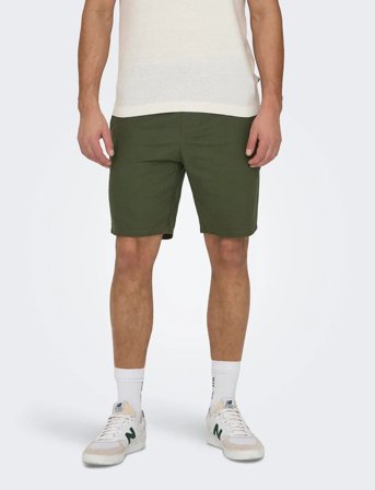 ONLY & SONS Onslinus 0007 Cot Lin Shorts Noos - Khaki green - S