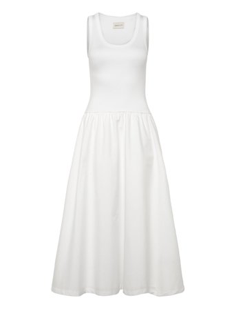 Jersey Woven Midi Dress White GANT