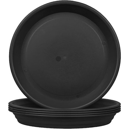 Sæt med 5 (sorte) blomsterpotteskåle 25 cm runde bakker i plast til indendørs og udendørs brug