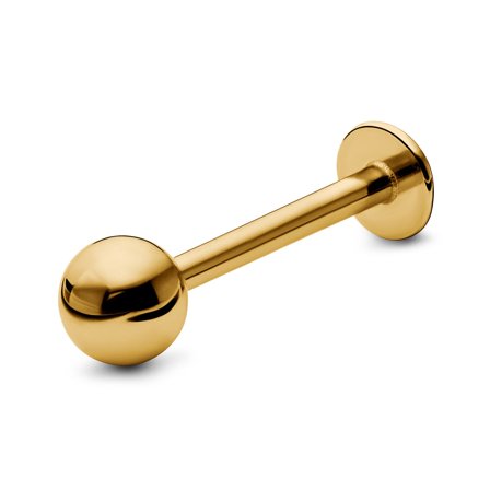 8 mm Gold-Tone Ball-Tipped Surgical Steel Labret Stud for Men - Ear piercing jewellery