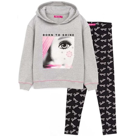 Barbie Girls Hoodie Och Leggings Set 3-4 År Grå/Svart/Vit