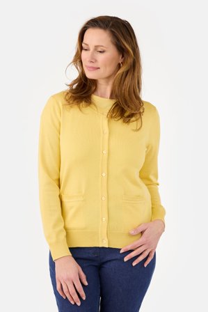 BRANDTEX - Langærmet Cardigan - Gul - Med Lommer