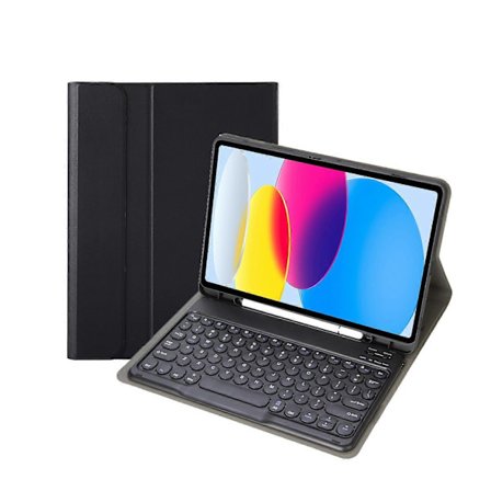 Til iPad 11 2025 / 10. Gen 10.9 2022 YA10B Lammeskindstekstur Bluetooth Tastatur Læder Tablet Case med Pen Slot