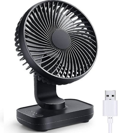 Small Desk Fan, Quiet Portable Fan, Rechargeable Battery Operated Personal Fan For Home Office Bedroom Desktop Table, 4 Speeds