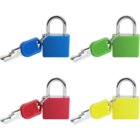 4 kpl Mini riippulukkoja avaimella, 4 väriä, pieniä lukkoja