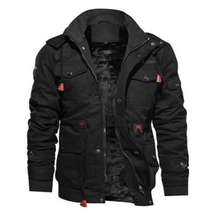 Vinter Casual Thicken Jacketjacka För Män Black L