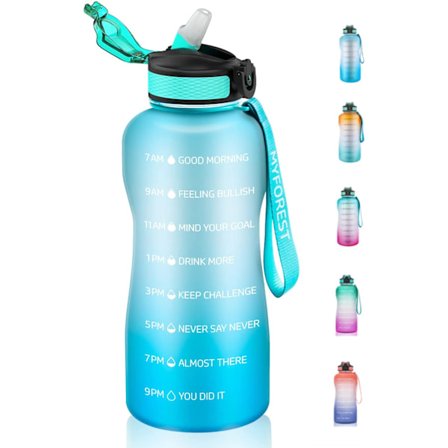 2,2-liters vattenflaska, BPA-fri, 2,2 l, drickflaska med sugrör och tidsmarkeringar, 2 200 ml, gymnastikflaska för sport, cykling, yoga, v