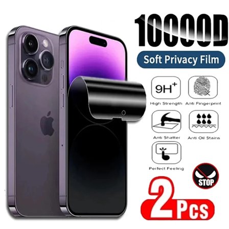 Ny 2-pack Sekretess Hydrogel Film För iPhone 6 7 8 14 13 12 11 15 16 Pro Max Plus Mini Anti-Spion Skärmskydd För iPhone X XR XS Max