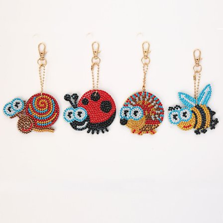 Firedelt lite bie DIY diamantmaleri nøkkelring vann diamon