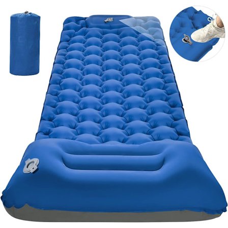 Ultralett oppblåsbar soveunderlag, vanntett lekkasjesikkert oppblåsbart enkeltseng, bærbar luftmadrass for pakking, camping, reise (blå)