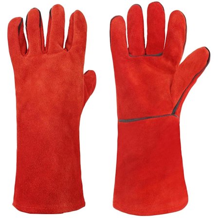 ING Røde varmebestandige grillhansker for peis | Unisex | Bakehansker for ovn | Flammehemmende | Sveisehansker