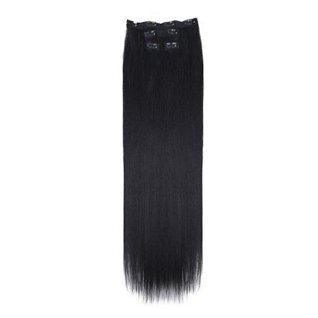 FASHION IDOL Lång rak frisyr 8 klipp i hårförlängningar Blont 60 CM Naturligt syntetiskt hår Daglig användning Hårstycke falskt hår