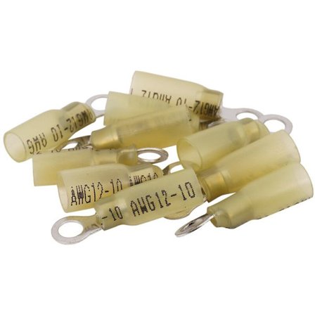 10 st gula ringspadkulor, isolerade krympslangklämmor, 12-10 AWG