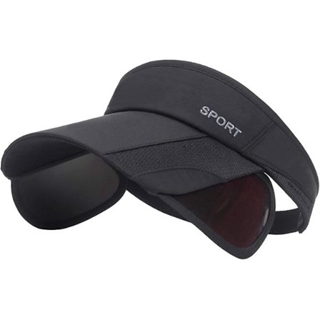 Sommar solskydd keps - Dam justerbar golf keps med infällbar brätte UV-skydd Strand/Tennis sport keps-Svart
