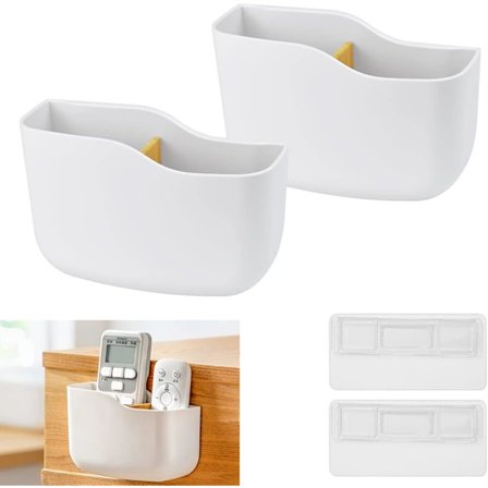 14 * 9 * 5cm, Hvit, 2 stk. Selvklebende PS Veggmontert Fjernkontrollboks, ZQKLA