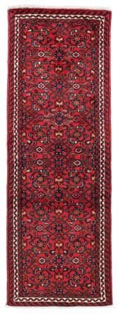 68X195 Alfombra Oriental Hosseinabad De Pasillo Rojo Oscuro/Negro (Lana, Persia)