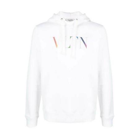 Valentino, Logo Print Hoodie Wit, Heren, Maat:S