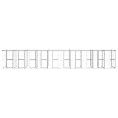 Vidaxl Hundgård För Utomhusbruk Galvaniserat Stål 24,2 M² Silver