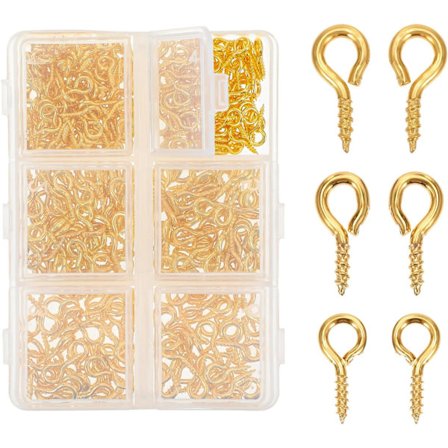 400 stk. øjeskruer i 3 størrelser, små skrueøjer med opbevaringsboks, metal øjeskruekroge, små kroge til små skruer, ringbolt, øjer, til