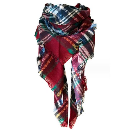 Dame Skjerf med Rutete Trekant, Høst og Vinter, Klassisk Kvast