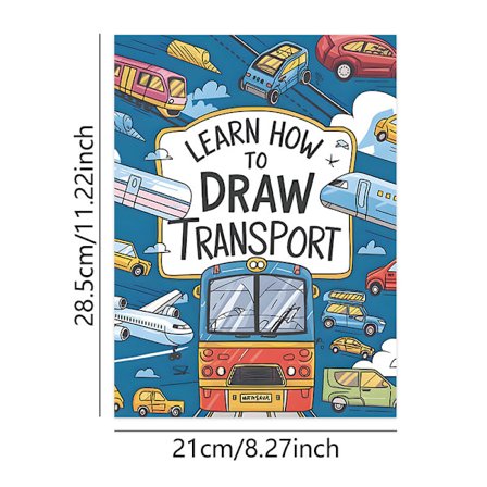 Tegnebok for barn med transportmidler - Trinn-for-trinn kunstfargeleggingsbok