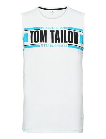 Tanktop With Logo Print White Tom Tailor