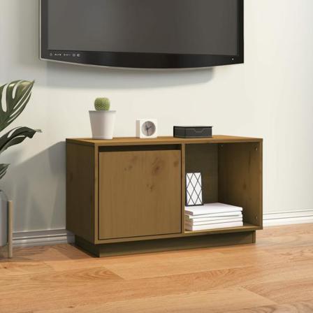 Vidaxl Tv-bänk Honungsbrun 74x35x44 Cm Massiv Furu Brun