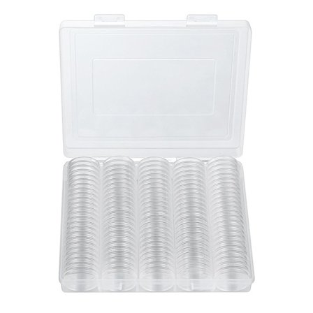 Kolikkokapselit kolikkokokoelmaan, muovinen kolikoiden säilytyslaatikko erittäin läpinäkyvällä ja erinomaisella tiivistysrakenteella, kirkas 