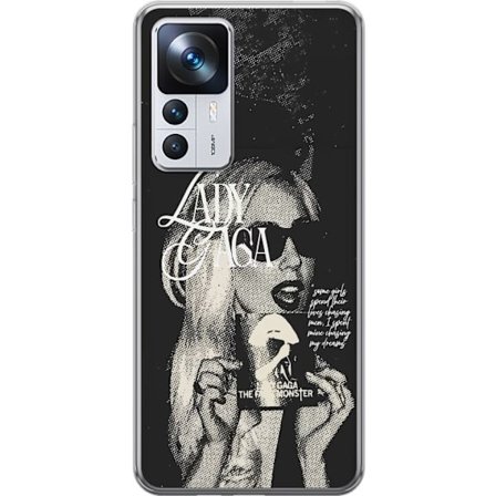 Yhteensopiva Puhelinkuori Xiaomi 12T Lady Gaga mustavalkoinen retrojuliste aurinkolaseilla ja pop-taide-estetiikalla