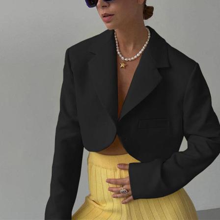 Kvinnor Cropped Business Jackor Enfärgad Öppen Front Ytterkläder