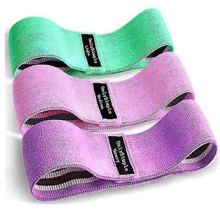 Stoffmotstandsbånd, treningsmotstandsbånd 3 styrkenivåer, sportstrikker for yoga/pilates/fitness/knebøy/glute Bridge