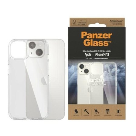 PanzerGlass HardCase antibakteriel Military Grade taske til iPhone 14/15/13 - gennemsigtig