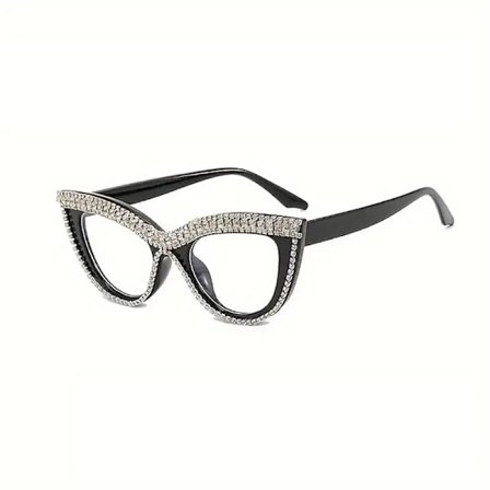 Diamant Blålys Blokkerende Briller Cat Eye Rhinestone Kvinner Oversized Anti Eyestrain Datamaskin Briller Ramme