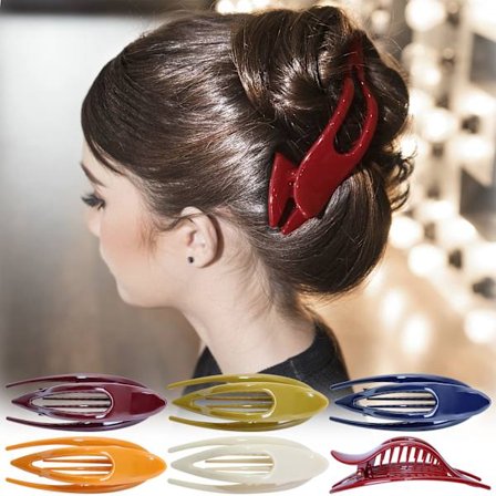 Hårklämmor Franska böjda för kvinnor flickor fast grepp utan att glida hög kvalitet hår upp, små klassiska flerfärgade